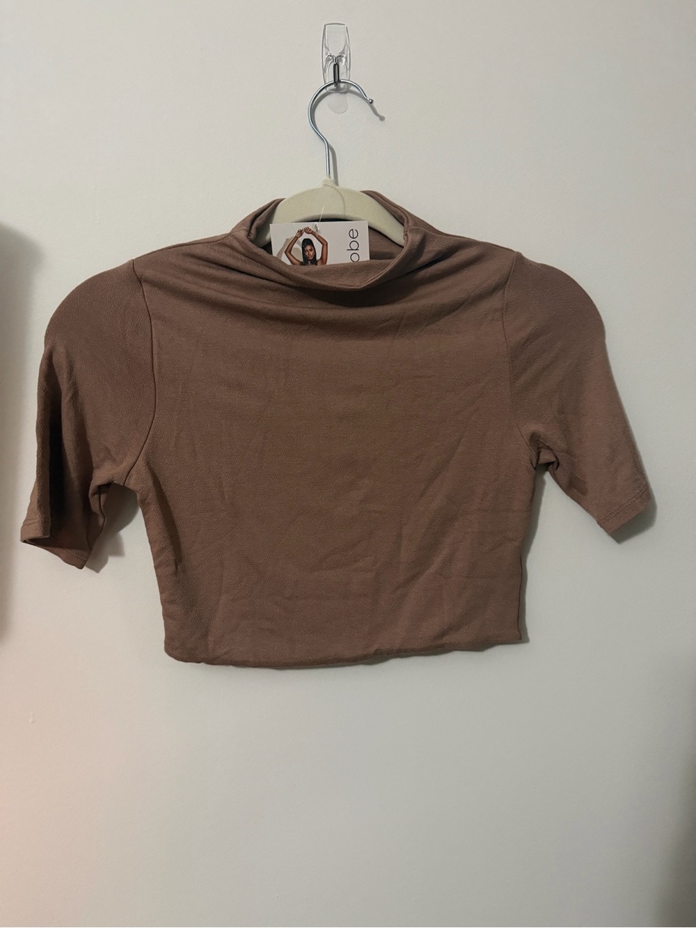 naked wardrobe nude Cropped Mock Neck Top